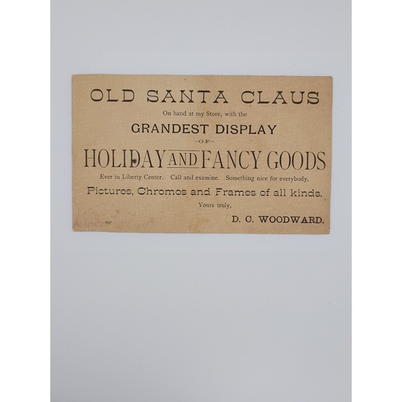 Pre 1900 Victorian Trade Card Old Santa Claus Holiday Fancy Goods Advertising - Picture 2 of 3